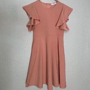 Cute Flutter Sleeve Peach Dress